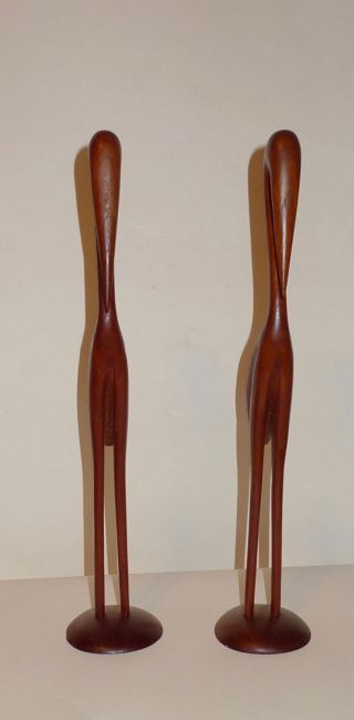 Pair Chris Traevare Denmark Mid Century Modern MCM Teak Wood Birds 5