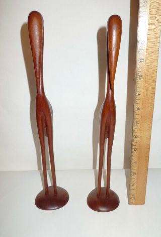 Pair Chris Traevare Denmark Mid Century Modern MCM Teak Wood Birds 8