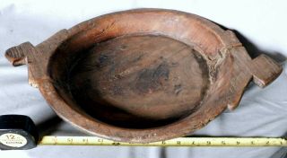 Primitive Hand Hewn Chopping Bowl 18 / 19th Century Oak Walnut American Ash
