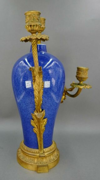 Fine Antique Chinese Porcelain French Cast Bronze Gold Ormolu Candelabra Vase 10