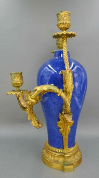 Fine Antique Chinese Porcelain French Cast Bronze Gold Ormolu Candelabra Vase 6