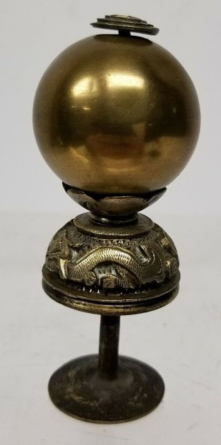 Antique Chinese Mandarin Rank Hat Finial Gold Ball Carved Dragon