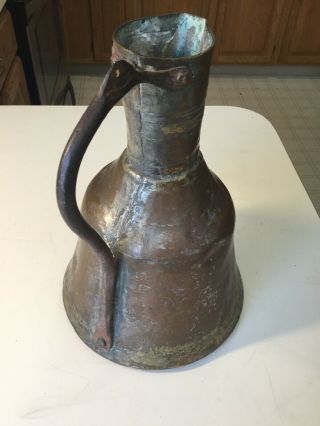 Antique Primitive 1800 ' s Blacksmith Made Copper Pitcher.  Likely From Virginia. 6