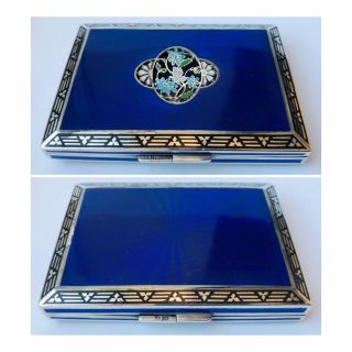 Lovely Austrian Solid Silver Double Sided Guilloche Enamel Case,  Vienna C1900