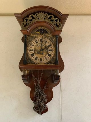 Vintage Dutch Warmink Wuba Wall Clock Sallander W/ Moonphase Case