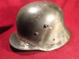 SCARCE WW I GERMANY GERMAN MILITARY HELMET with HEAVY SNIPER FRONT PLATE,  RARE 6