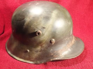 SCARCE WW I GERMANY GERMAN MILITARY HELMET with HEAVY SNIPER FRONT PLATE,  RARE 7