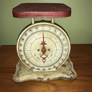 Pelouze Family Scale Deluxe Chicago Red And White Farm Vintage