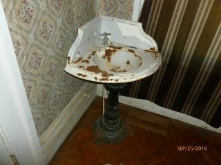 Cast Iron Pedestal Corner Sink manufactured by J.  L.  Mott of York 3