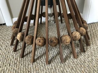 Mid Century Modern Danish Teak & Cork Umbrella Chandelier Lamp 4