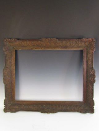 1800s Early Antique Chinese Export Carved Wood Painting Frame