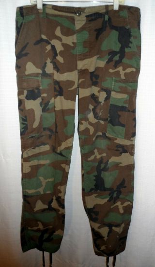 Us Woodland Camo Uniform Combat Cargo Utility Bdu Trousers Pants Large/regular