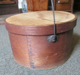 Antique large pantry box with bail handle and cover 2