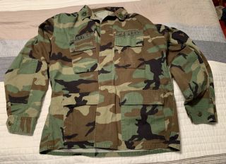 Vintage Army Woodland Camo Bdu Shirt Combat Uniform Large Reg Sergeant 1st Class