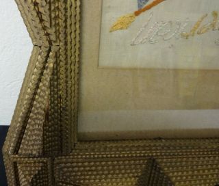 Antique Tramp Art Framed Patriotic Needlework w/ Eagle & Flag WOW 8