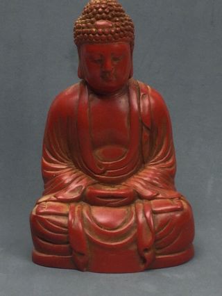 Antique Carved Cherry Amber Bakelite Meditating Buddha Statue Old