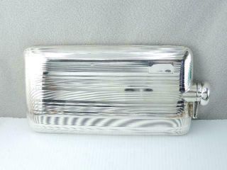 Lg Art Deco Sterling Silver Liquor Flask 310g Vertical Line Design 7/8 Pint