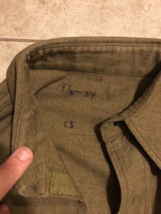 WWII 1st Armored Div 1937 Wool Shirt And Overseas Cap 2