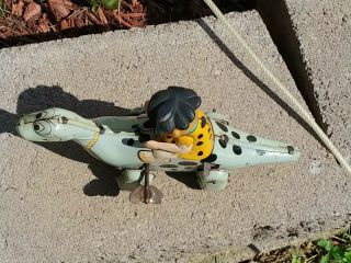 VINTAGE FLINSTONES TIN WIND UP TOY MARX FRED RIDING DINO EXTREMELY RARE. 8