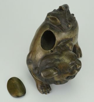 FINE Antique Japanese Chinese? Bronze Fu Dog Censer Incense Burner 19th C 10