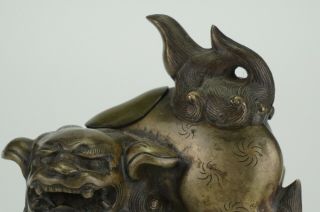 FINE Antique Japanese Chinese? Bronze Fu Dog Censer Incense Burner 19th C 3