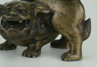 FINE Antique Japanese Chinese? Bronze Fu Dog Censer Incense Burner 19th C 4
