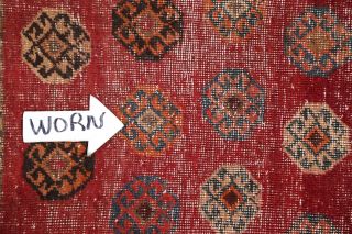 Antique EVENLY WORN Lori Persian Tribal Oriental Hand - Knotted RED Wool Rug 4 ' x7 ' 8