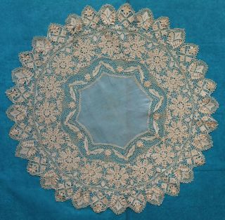 Antique Silk Maltese Lace Circular Cloth / Table Centre