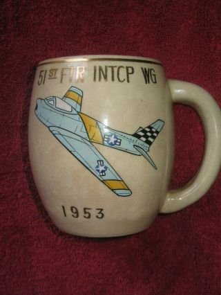 Korean War 16th Ftr Intcp Squadron Souvenir Mug 51 St Ftr Intcp Wg 1953