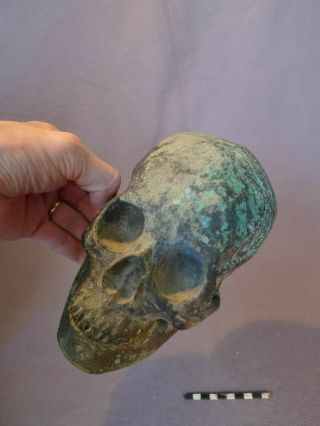 Old Ritual Bronze Skull (guinea,  Dayak,  Polynesia,  Mandau,  Fiji,  Korwar)