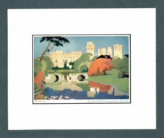 Warwick Castle C1925 Artdeco Period Printed For Lm&s Railway Adrian Scott Stokes
