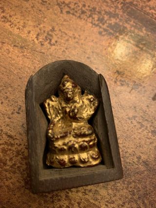 Antique Gilt Bronze Buddha China Tibet Statue From Monastery Rare Estate 4