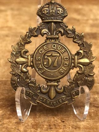 Antique Ww1 57th Battalion Canadien Francais Collar Cap Badge Emblem