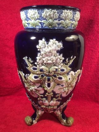Vase Antique 3 Footed Urn Vase Huge Majolica Urn Vase Large C 1800 