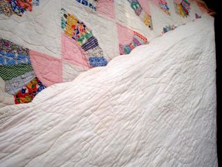 Vintage 1930 ' s double Fan Quilt hand quilted stitched scalloped edge 10