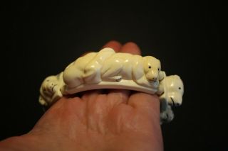 Old Large Size Eskimo Yupik Inuit Uelen rare Polar Animals Fossil bracelet 10