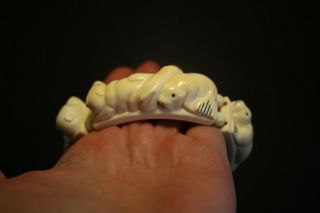 Old Large Size Eskimo Yupik Inuit Uelen rare Polar Animals Fossil bracelet 11