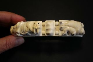 Old Large Size Eskimo Yupik Inuit Uelen rare Polar Animals Fossil bracelet 3