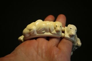 Old Large Size Eskimo Yupik Inuit Uelen rare Polar Animals Fossil bracelet 5