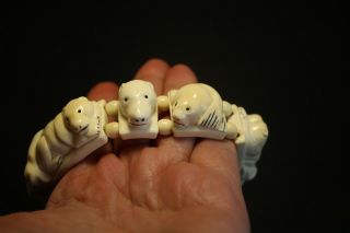 Old Large Size Eskimo Yupik Inuit Uelen rare Polar Animals Fossil bracelet 6