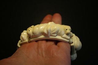 Old Large Size Eskimo Yupik Inuit Uelen rare Polar Animals Fossil bracelet 8