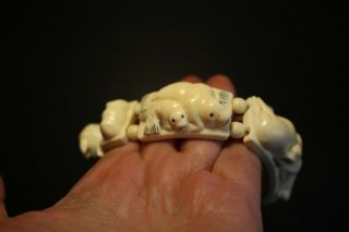 Old Large Size Eskimo Yupik Inuit Uelen rare Polar Animals Fossil bracelet 9