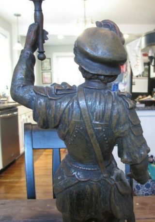 Antique 1880’s Charles Ruchot Chasse Spelter Boy w/ Rifle Oil Lamp Paris France 8