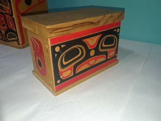 1980 ' s Alaska Art gallery Bentwood Box set Tsimshian Tlingit haida wood carving 5