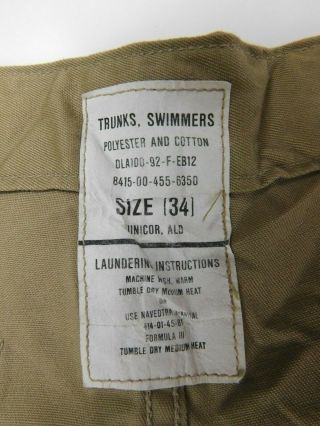 US Navy USN Military Khaki Polyester Cotton Mens Swimmers Trunks Swim Shorts 34 4