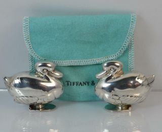 Gorgeous Tiffany & Co Sterling Silver Duck Shaped Salt & Pepper Cruets