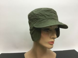 Vintage Mens Sz7 M - 1951 Korean War Military Army Green Cotton Field Work Cap Hat