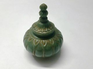 Green Jade Hand Carved Ink Well Ink Pot Rich Patina Unique Collectible
