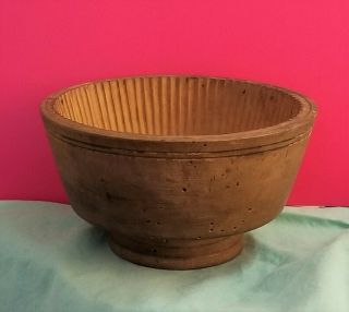 Antique Vintage Primitive Folk Art One Piece Treen Wood Carved Butter Mold 6 "