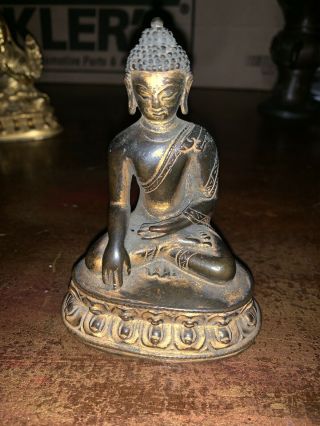 Antique Gilt Bronze Buddha Shakyamuni China Tibet Statue 10